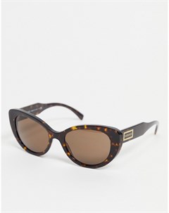 Женские солнцезащитные очки кошачий глаз коричневого цвета Versace