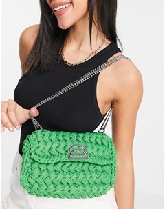 Зеленая вязаная сумка через плечо с фурнитурой и регулируемым ремешком Asos design