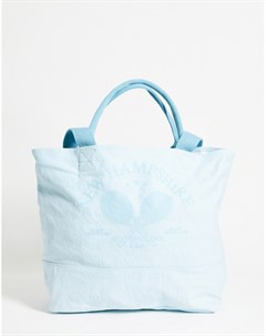 Голубая сумка тоут в стиле oversized из плотного органического хлопка с ручкой и длинным ремешком Asos design