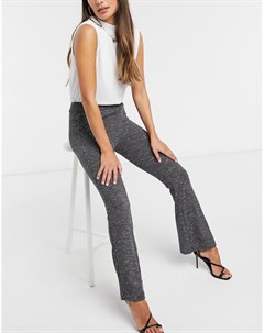 Расклешенные трикотажные брюки серого цвета в рубчик Vero moda