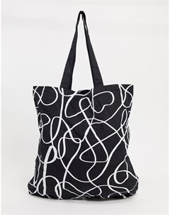Большая сумка шопер из органического хлопка с абстрактным принтом Asos design