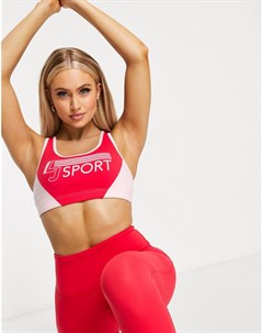 Спортивный бюстгальтер средней степени поддержки красного и розового цвета с логотипом в стиле ретро Lorna jane