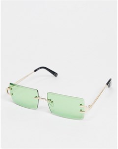Солнцезащитные очки в винтажном стиле с зелеными линзами и отделкой на дужках Asos design