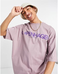 Фиолетовая футболка в стиле oversized с принтом Copenhagen Asos design