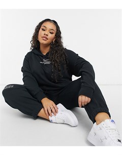Черный флисовый худи с логотипом галочкой Plus Nike