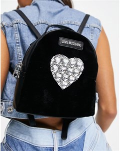 Черный рюкзак с логотипом в форме сердца Love moschino