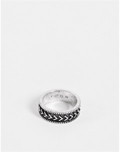 Серебристое кольцо с эмалью Icon brand