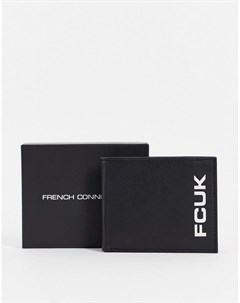 Черный бумажник с крупным логотипом FCUK French connection