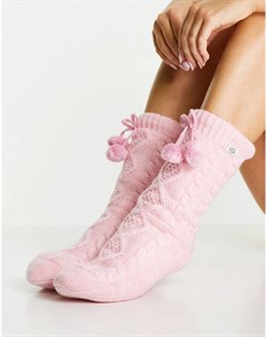 Розовые носки с флисовой подкладкой и помпонами Ugg