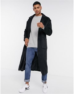 Черное длинное пальто с добавлением шерсти Another influence