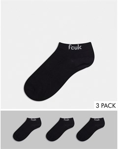 3 пары черных носков до щиколотки с логотипом FCUK French connection