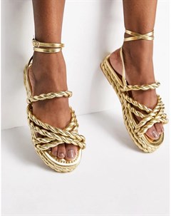 Золотистые плетеные сандалии Franky Asos design