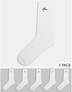 Набор из 5 пар носков белого цвета с вышивкой NLM New look