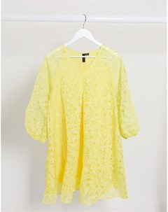 Желтое свободное платье с пышными рукавами Y.a.s