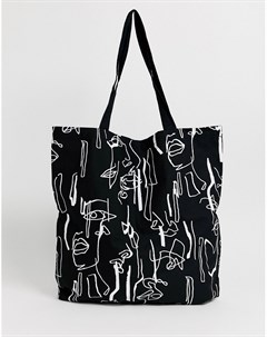 Большая хлопковая сумка шопер с абстрактным принтом Asos design
