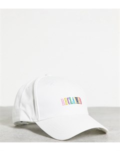 Белая кепка с вышивкой в цветах радуги Inspired Reclaimed vintage