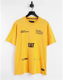 Желтая футболка с принтом механизмов Caterpillar Cat footwear