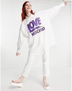 Белая oversized рубашка с логотипом Love moschino