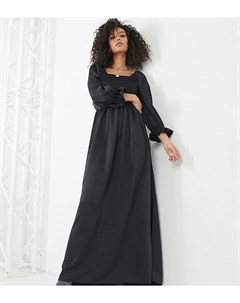 Присборенное атласное платье макси черного цвета ASOS DESIGN Tall Asos tall