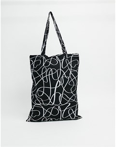 Черная сумка тоут для тяжелых вещей с абстрактным принтом Asos design