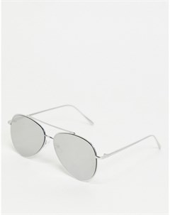 Серебристые солнцезащитные очки авиаторы с зеркальными стеклами Asos design