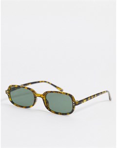 Квадратные солнцезащитные очки в черепаховой оправе цвета хаки с зелеными линзами Asos design