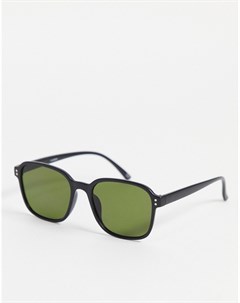 Солнцезащитные очки с черной квадратной оправой и зелеными стеклами Asos design