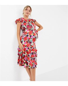Платье миди с оборкой по краю и цветочным принтом Liquorish maternity