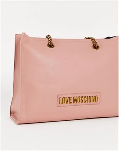 Розовая сумка тоут с логотипом Love moschino