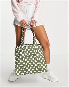 Зеленая сумка в стиле oversized с принтом в горошек Object