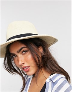 Соломенная шляпа федора натуральной расцветки с черной лентой и регулятором размера Asos design