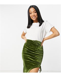 Брхатная присборенная юбка мини зеленого цвета Naanaa petite