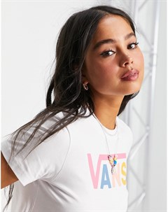 Белая футболка с разноцветным логотипом Flying V Vans