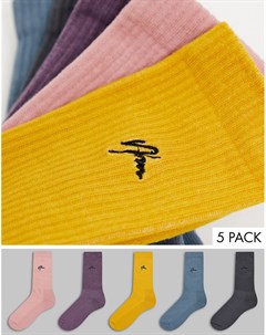 Набор из 5 пар разноцветных носков в рубчик NLM New look