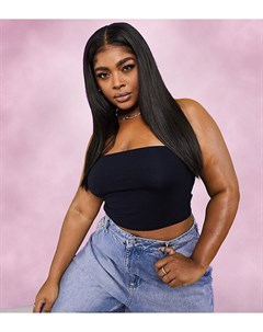 Черный кроп топ бандо из органического хлопка ASOS DESIGN Curve Ultimate Asos curve