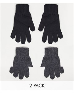 Набор из 2 пар перчаток из переработанного полиэстера для работы с сенсорными экранами черного и тем Asos design