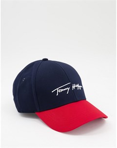 Темно синяя бейсболка с логотипом надписью Tommy hilfiger