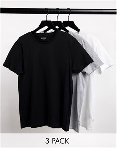 Набор из 3 футболок белого черного и серого цвета Burton menswear