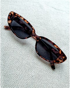 Узкие солнцезащитные очки в черепаховой оправе кошачий глаз Asos design