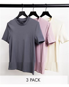Набор из 3 облегающих футболок из смесового органического хлопка Asos design
