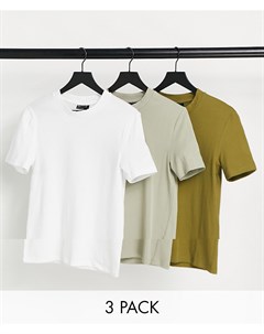 Набор из 3 облегающих футболок из смесового органического хлопка Asos design