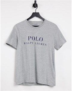 Серая футболка с логотипом спереди Polo ralph lauren