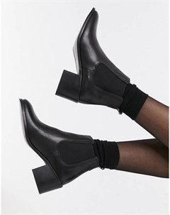 Черные кожаные ботинки челси на блочном каблуке Depp