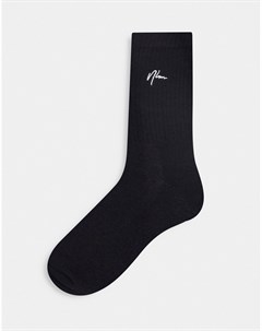 Набор из 5 пар носков черного цвета с вышивкой NLM New look