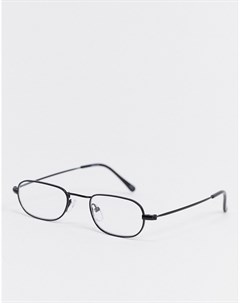 Прямоугольные очки в черной металлической оправе с прозрачными стеклами Asos design