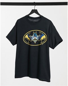 Черная oversized футболка с принтом Бэтмена New look