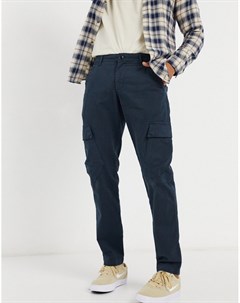Темно синие брюки карго из смесового органического хлопка Knowledge cotton apparel