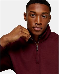 Коричневый свитшот с молнией 1 4 Topman