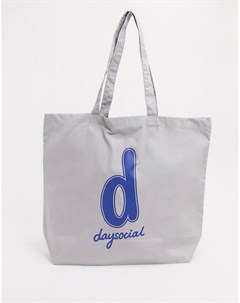 Большая серая сумка шоппер с принтом ASOS Daysocial Asos day social
