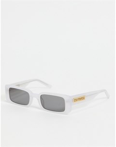 Узкие солнцезащитные очки в прямоугольной оправе в стиле ретро кремового цвета с логотипом на дужках Hot futures